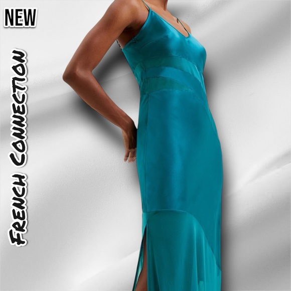 New French Connection Inu Satin & Mesh Slipdress - Picture 3 of 4